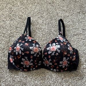 Victorias Secret Very Sexy Floral Black and Pink Push Up Bra, 34DD NWT
